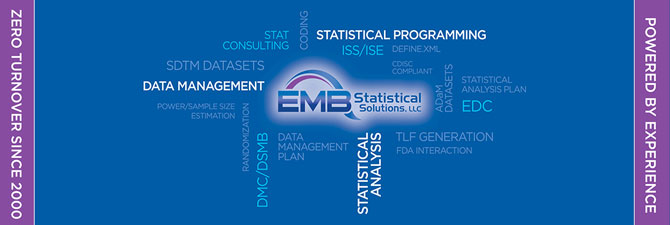 Word cloud showing services offered by EMB