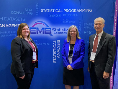 EMB associates at exhibit booth, DIA 2019 (photo)