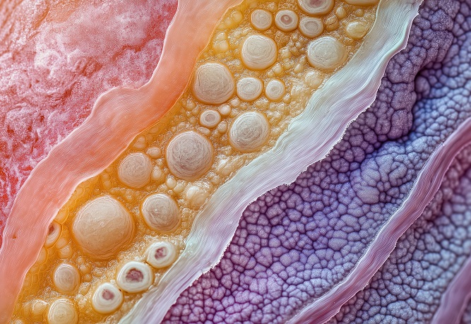 close up of skin cell layers